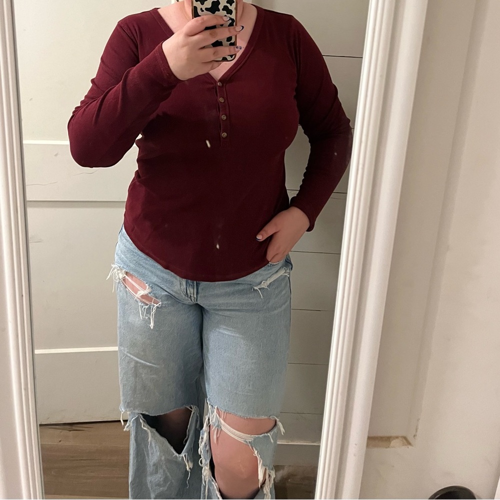 Maroon Long Sleeve Top